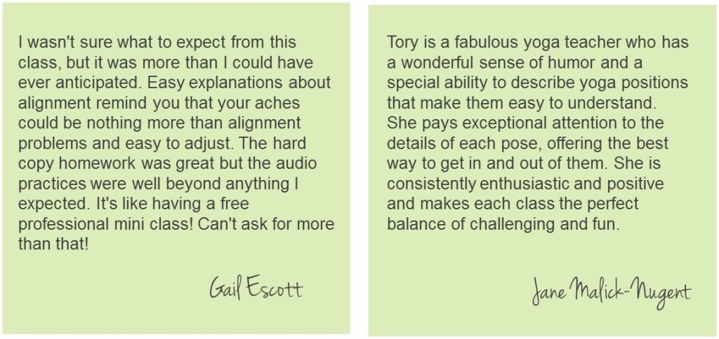 Yoga for Achy Bodies Testimonials